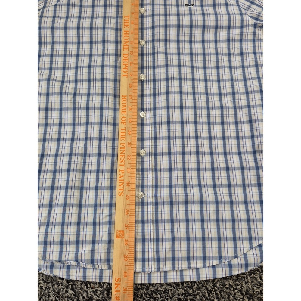 Vineyard Vines Mens Large Blue White Plaid Slim Fit Whale Shirt‎ Long Sleeve - Picture 6 of 7